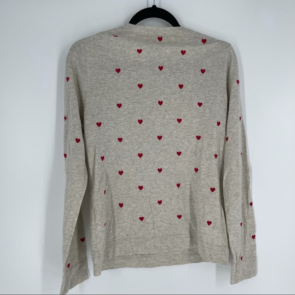 J. Crew Factory Embroidered Teddy Sweater Hearts - Picture 3 of 5